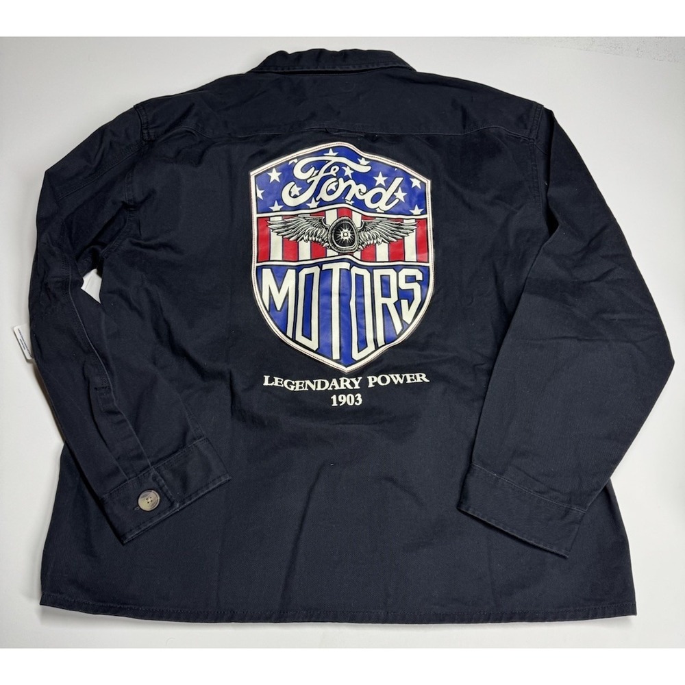 Ford Motors Vintage Style Canvas Twill Chore Coat Work Jacket Men's XL Black - Picture 8 of 9